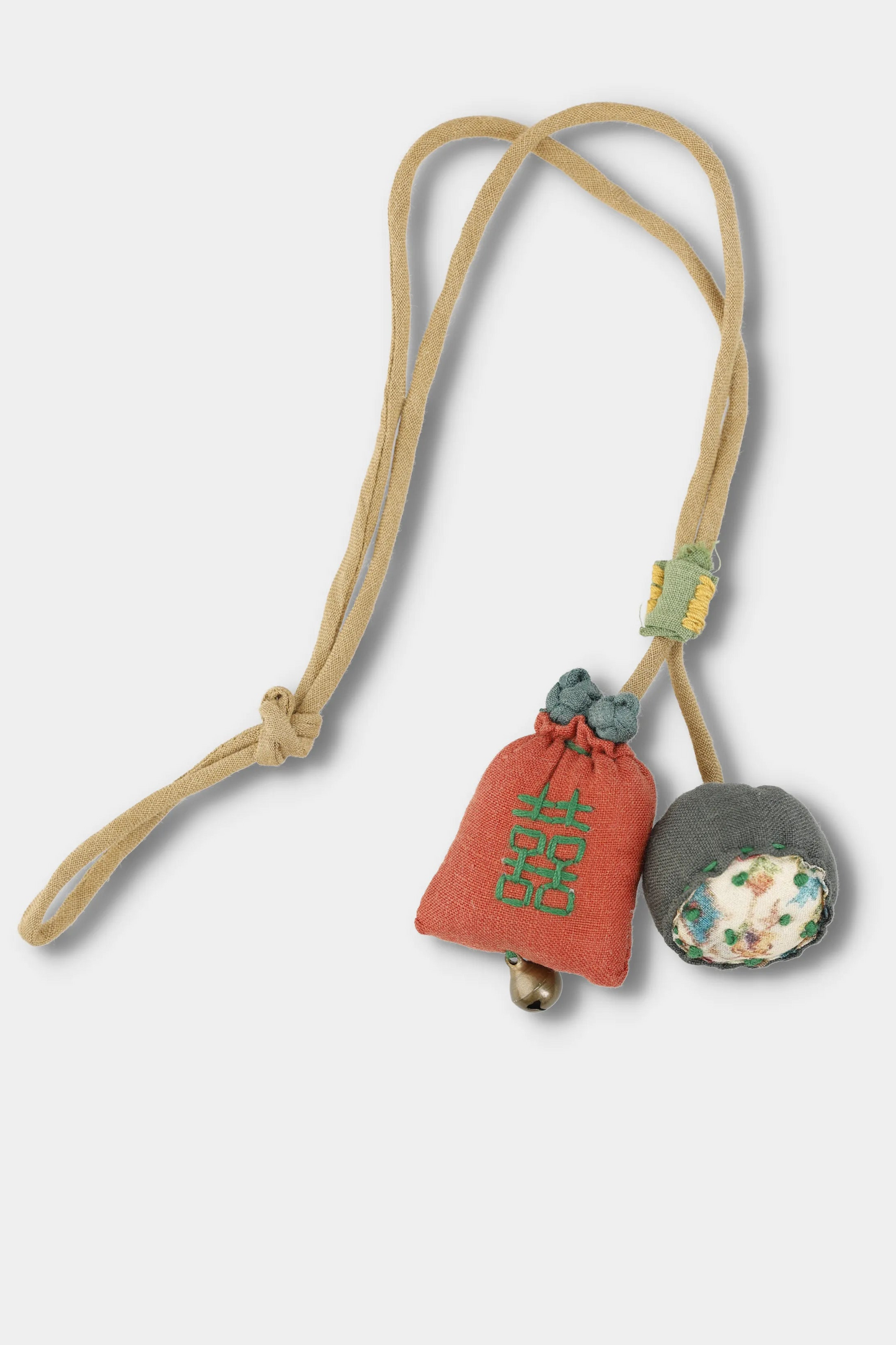 Handmade Linen Charm Necklace (Orange)