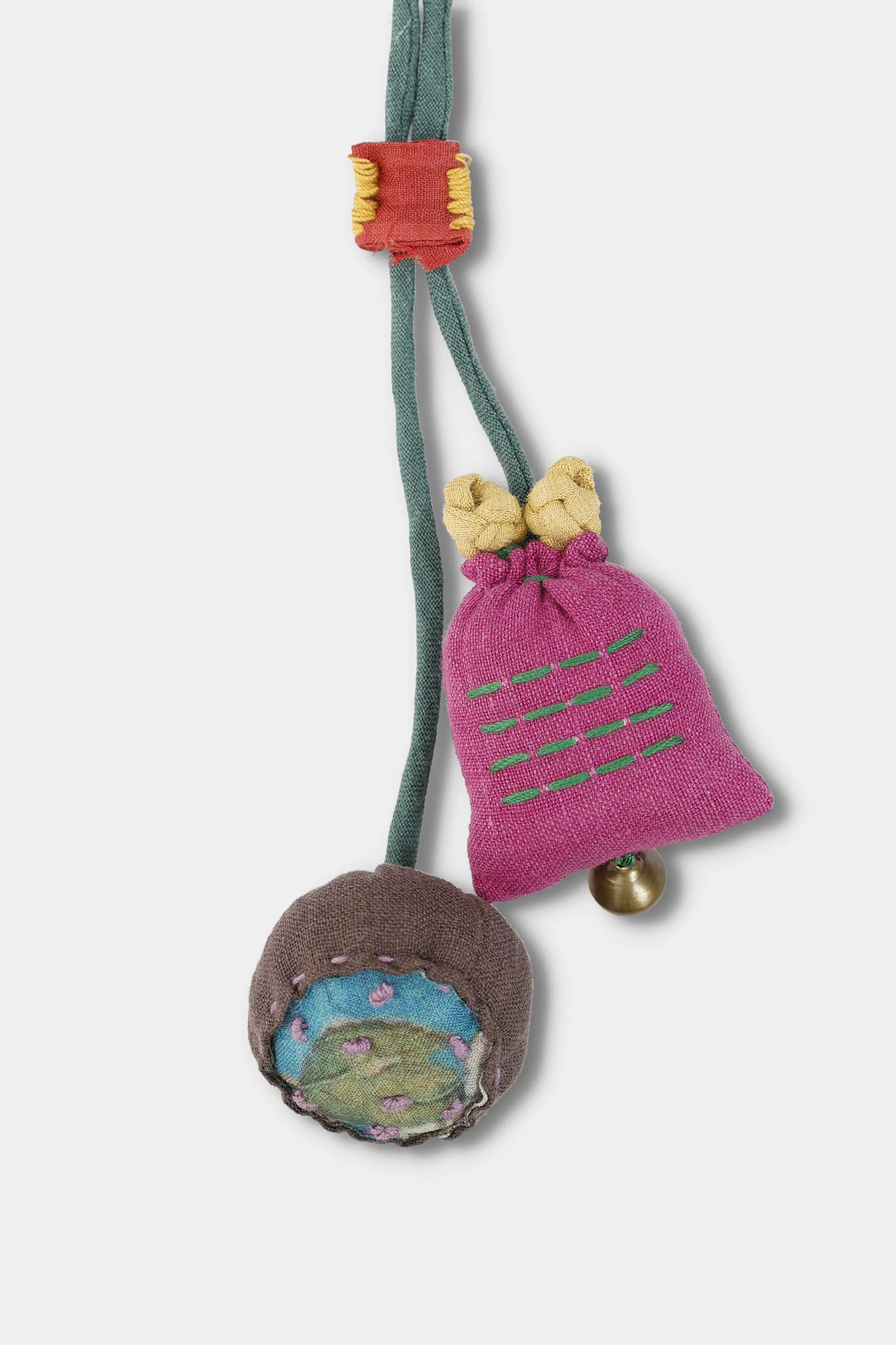 Handmade Linen Charm Necklace (Mulberry Pink)