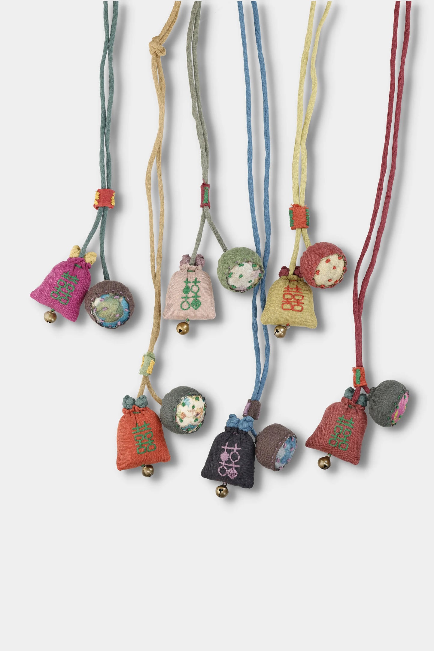 Handmade Linen Charm Necklace (Mulberry Pink)