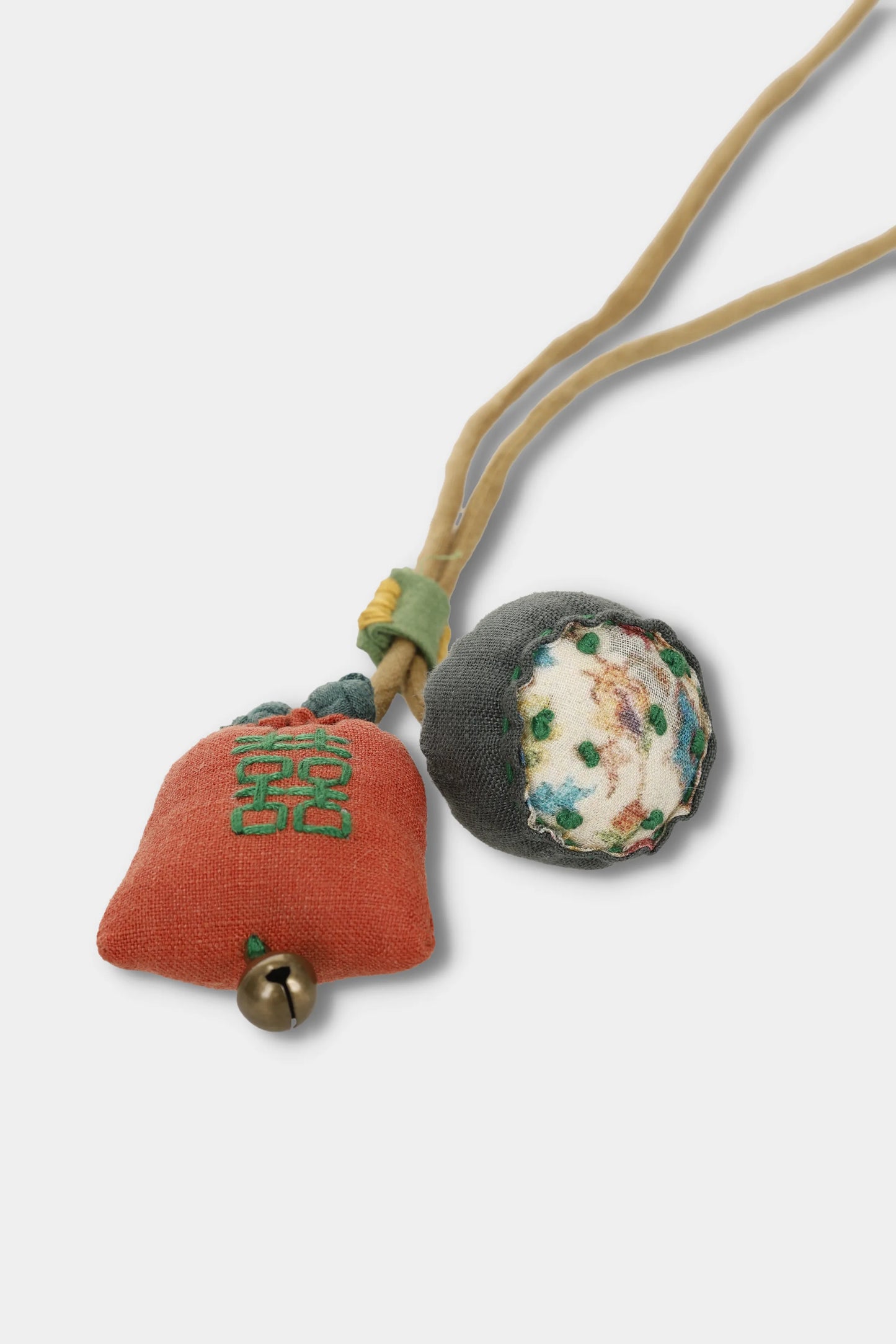 Handmade Linen Charm Necklace (Orange)