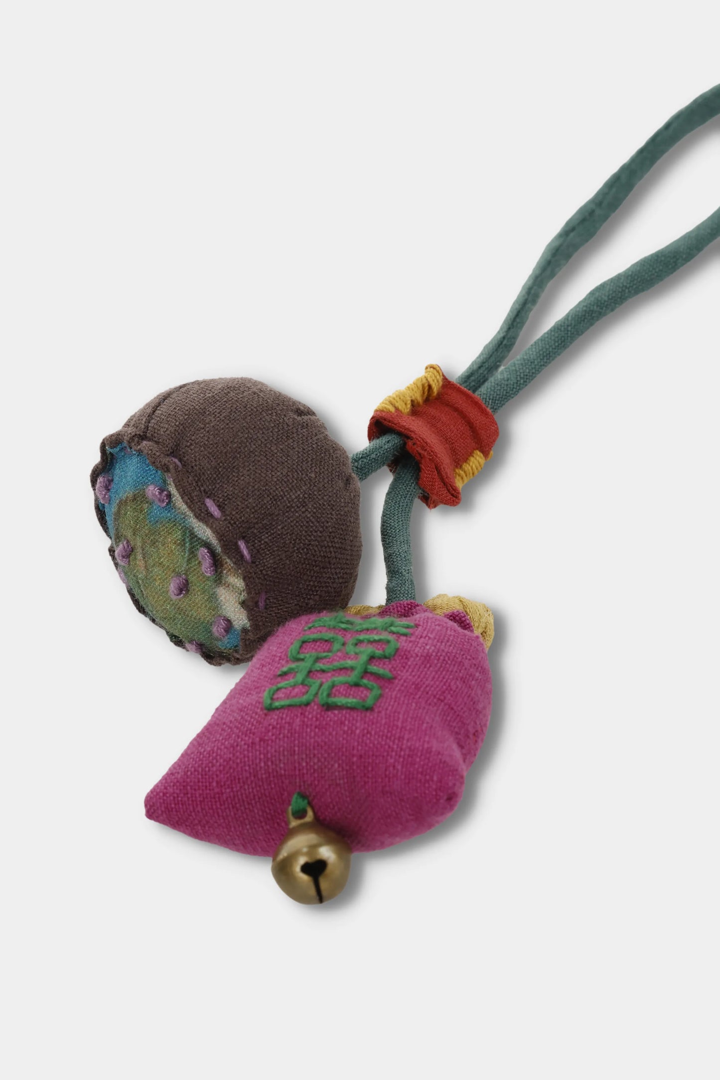 Handmade Linen Charm Necklace (Mulberry Pink)