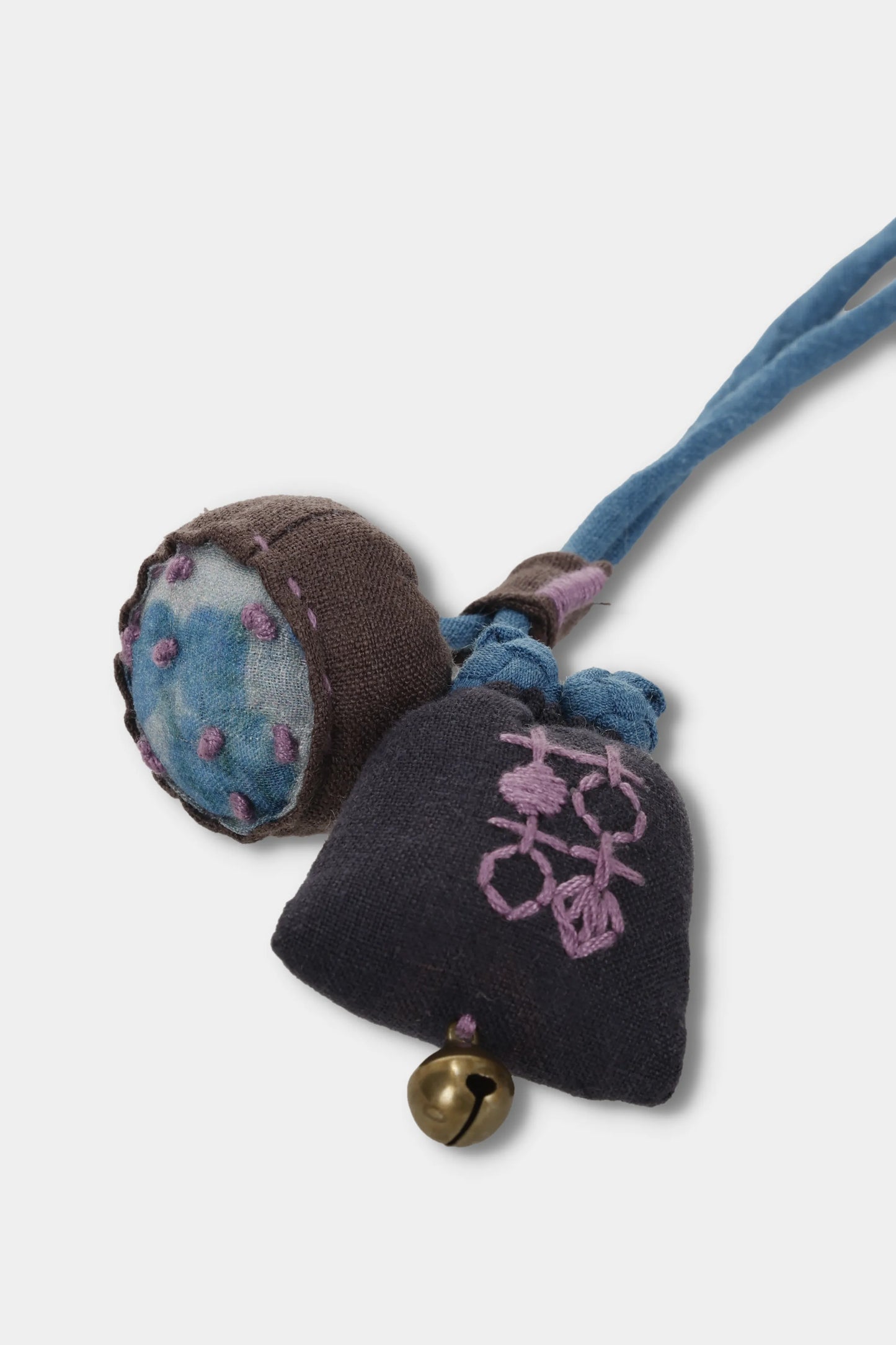 Handmade Linen Charm Necklace (Blue)