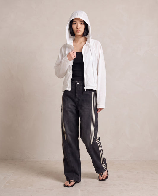 White Hooded Zip Lightweight Jacket