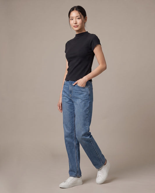 Mock-Neck T-Shirt - Black