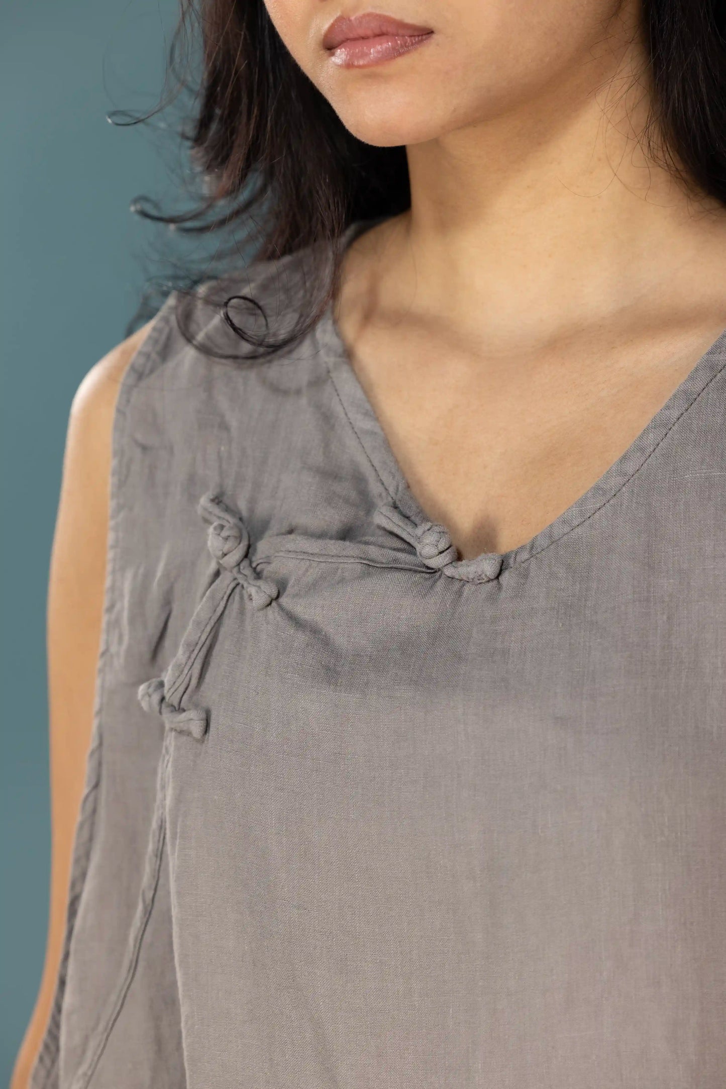 Stonewashed Linen Vest (Fog Grey)