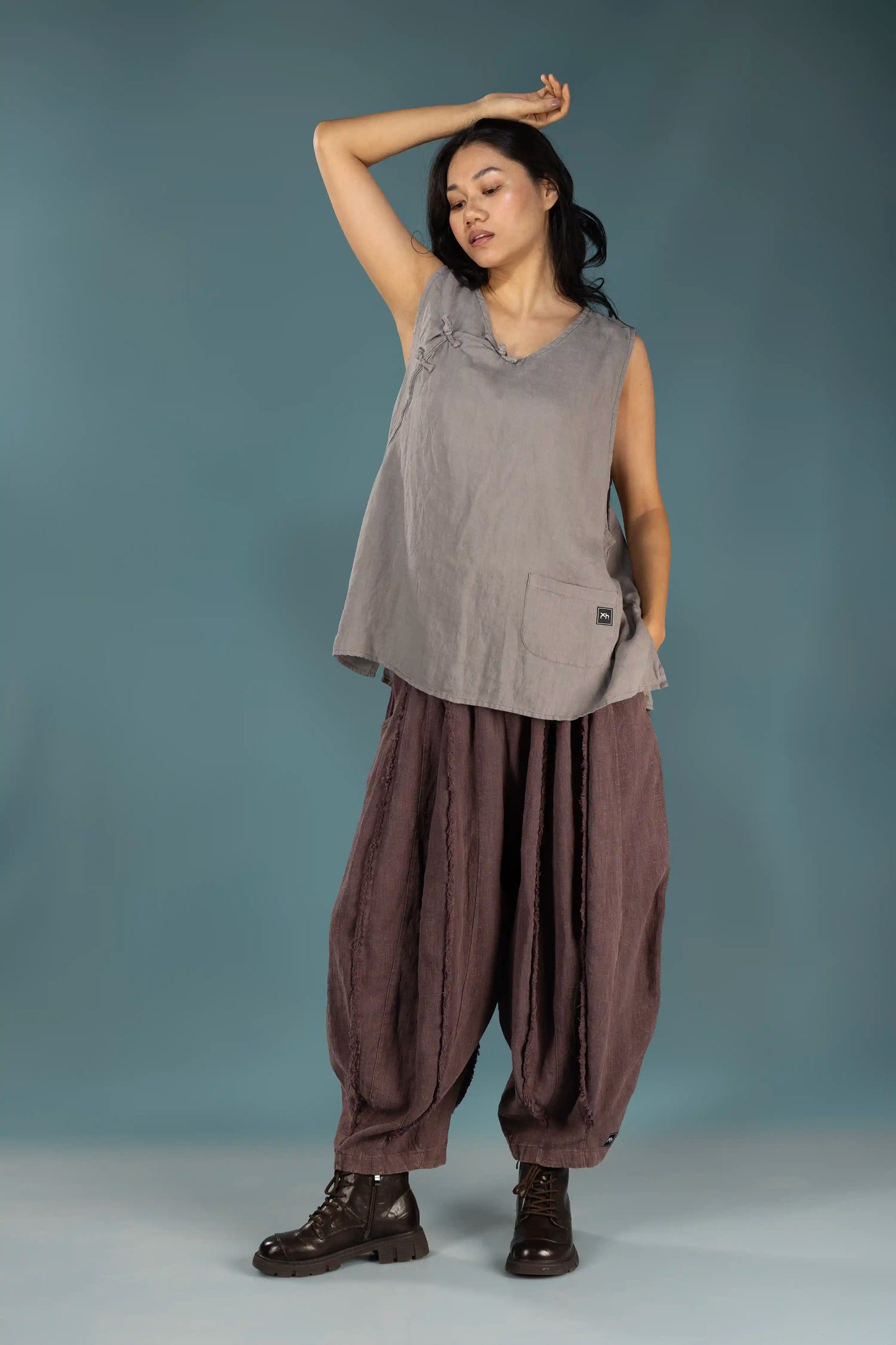 Stonewashed Linen Vest (Fog Grey)
