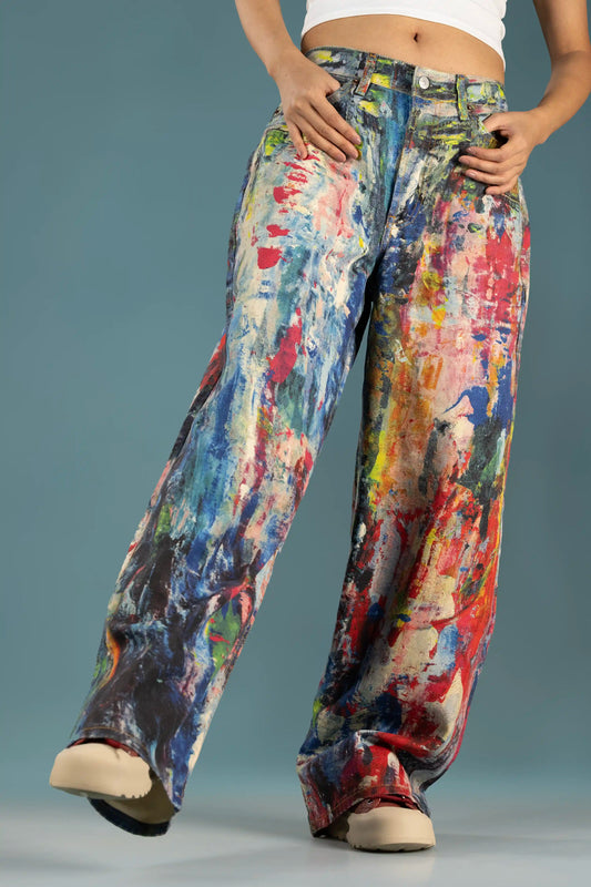 Abstract Canvas Wide Pants