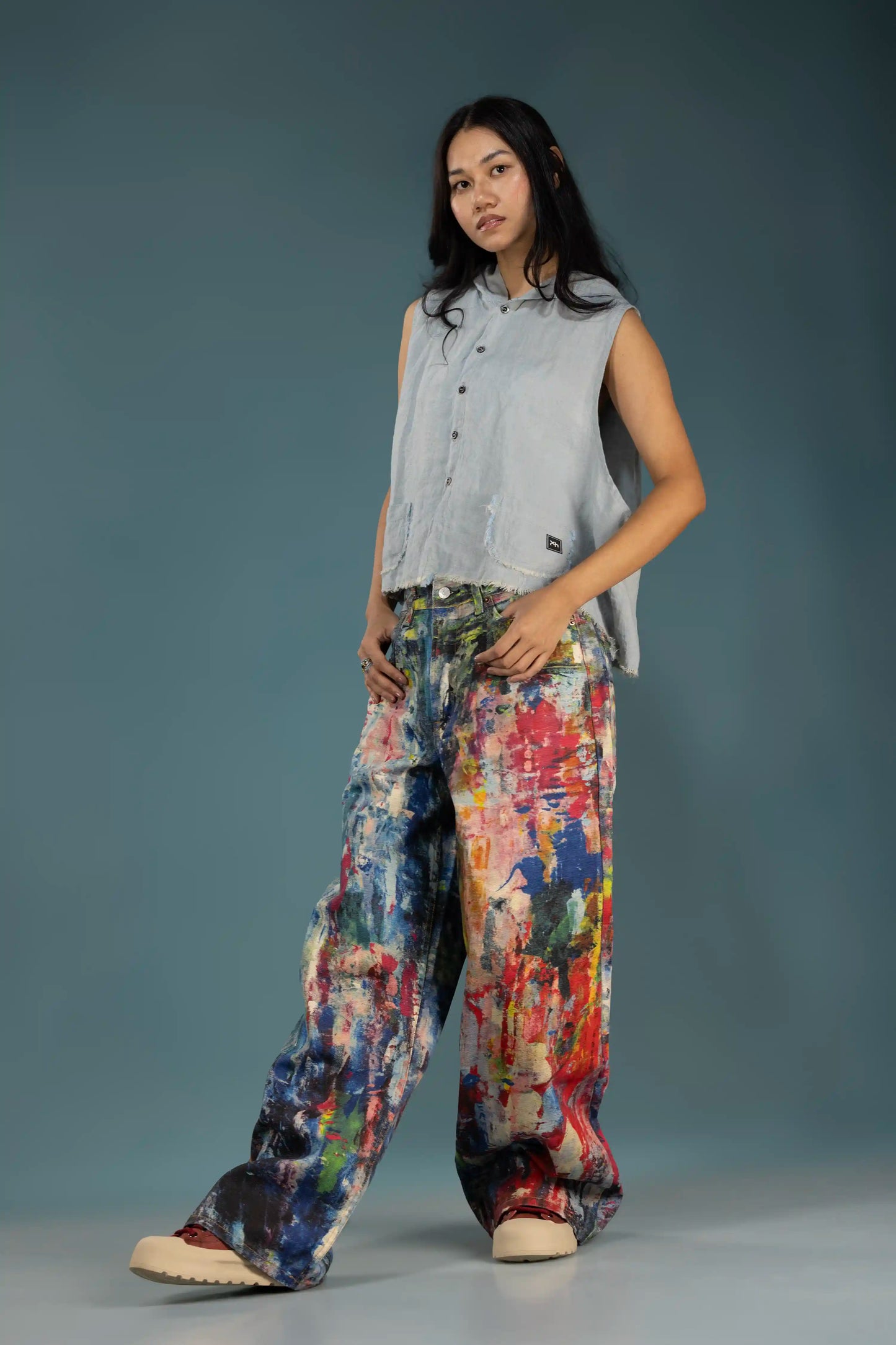 Abstract Canvas Wide Pants