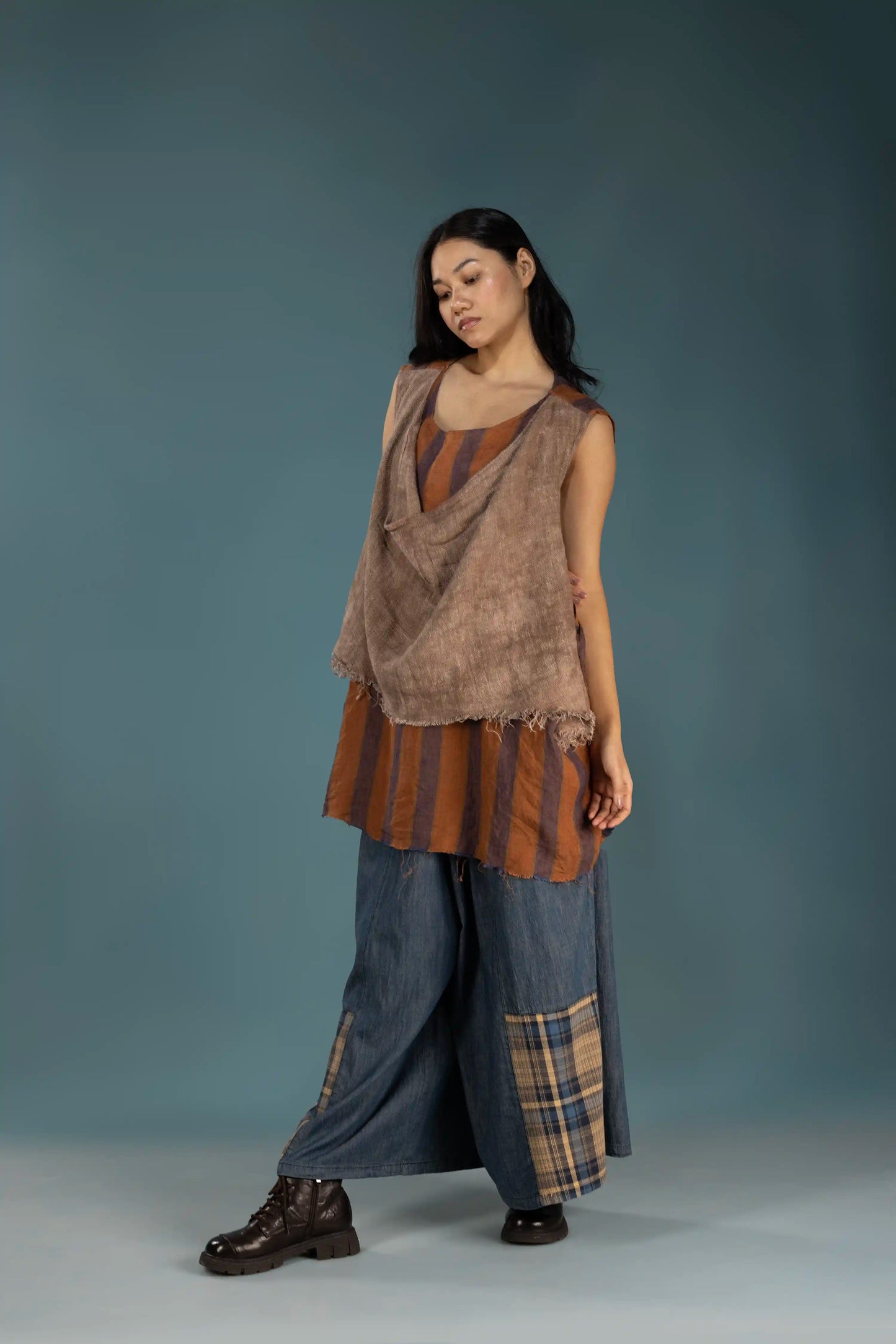 Earth Stripe Linen Top