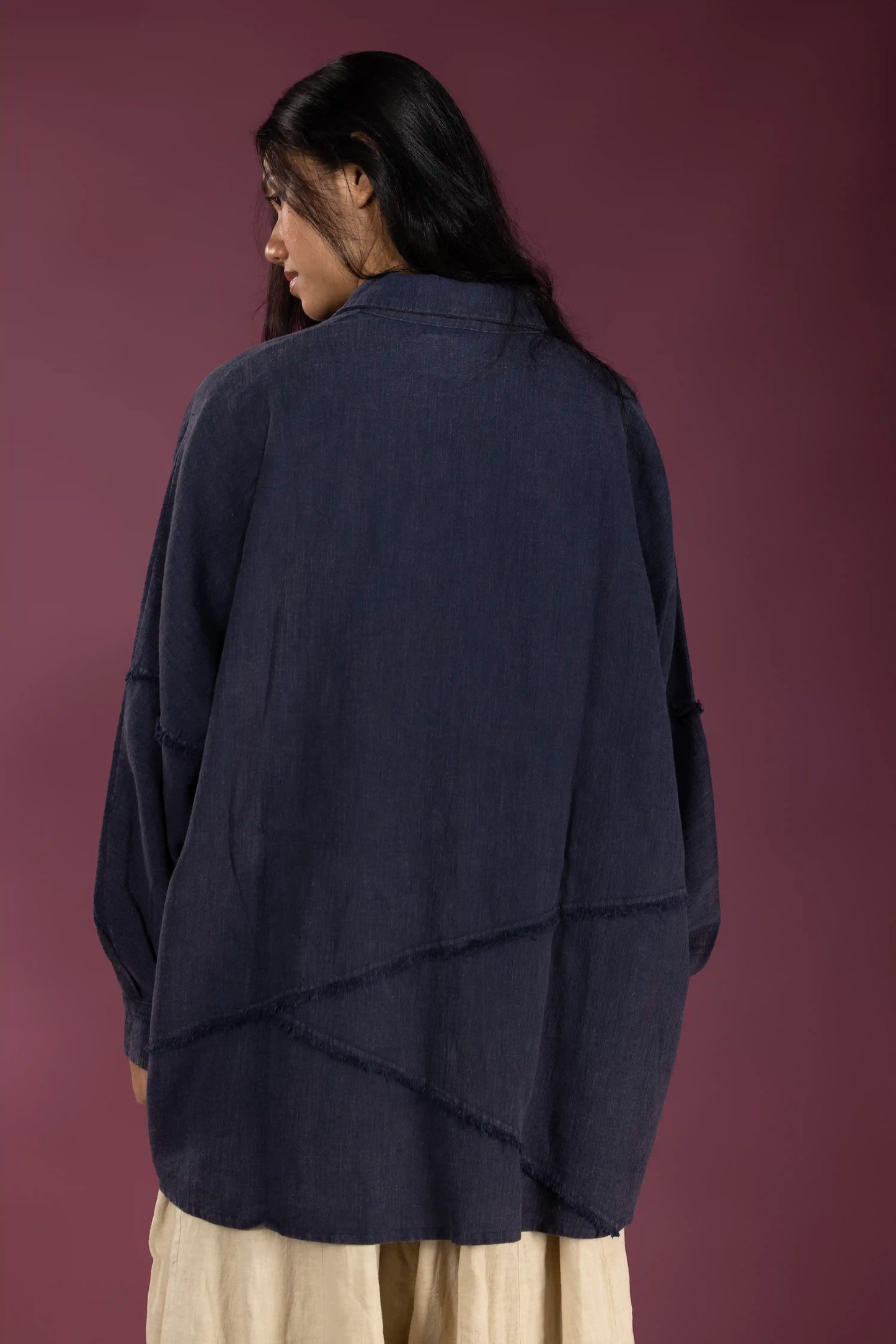 Sand-Fried Linen Overshirt - Blue