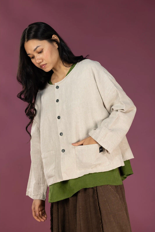 Stonewashed Linen Jacket (Oat & Blush)