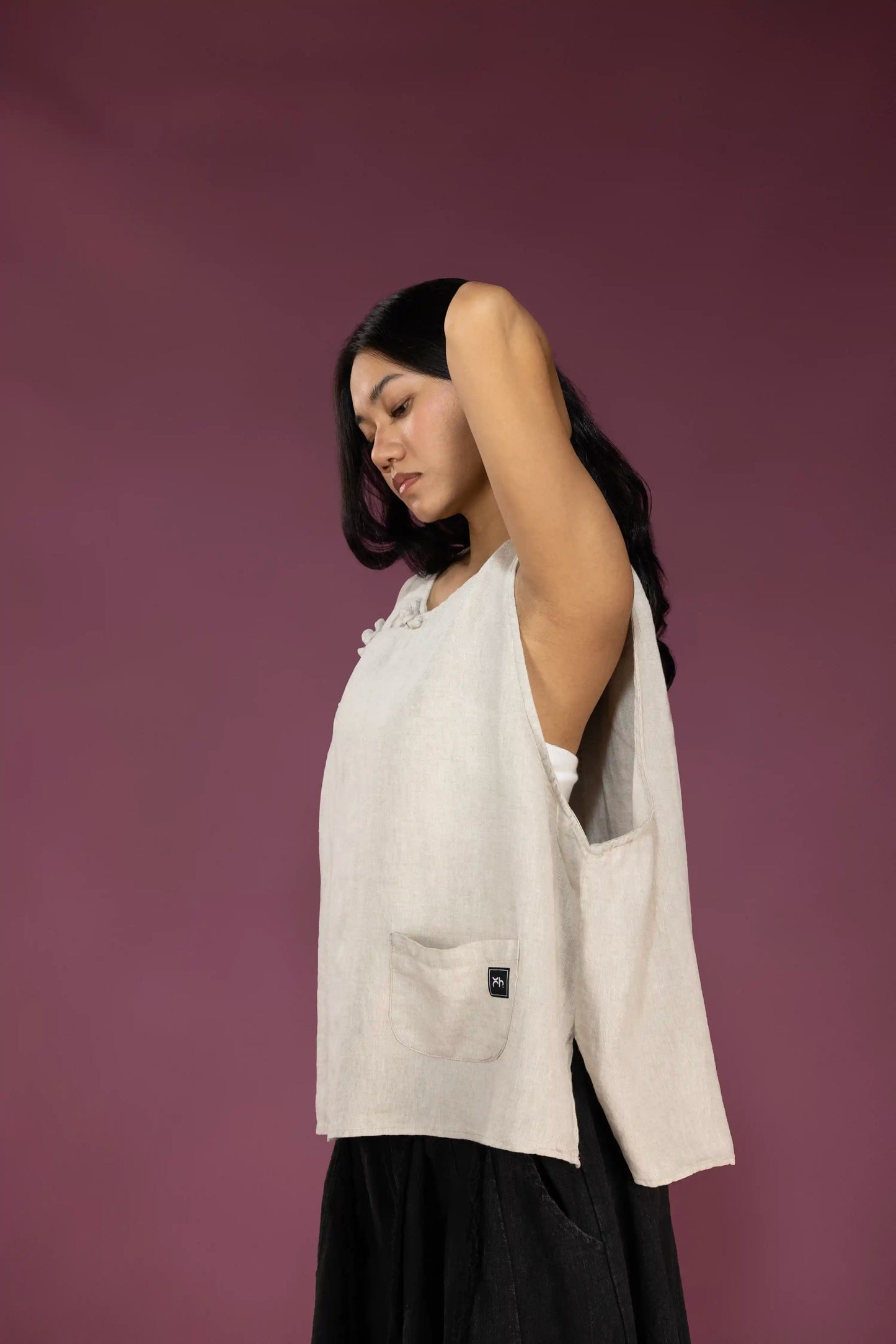 Rain-Dew Linen Knot Vest