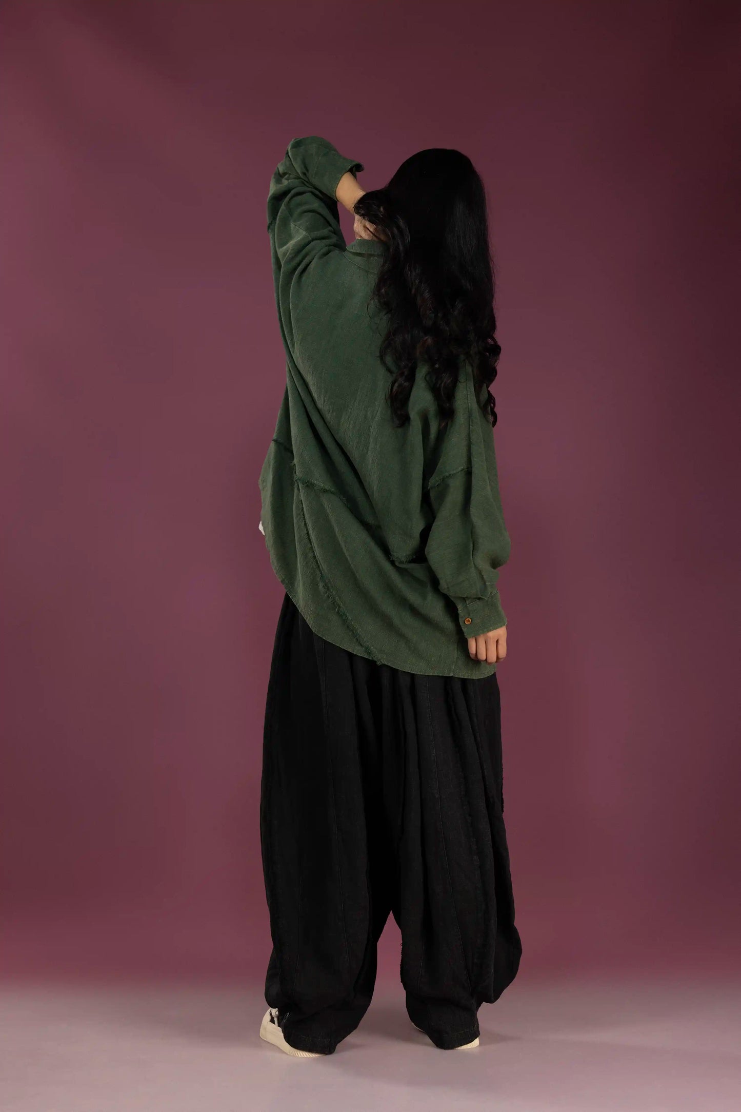 Black Linen Wide-Leg Pants