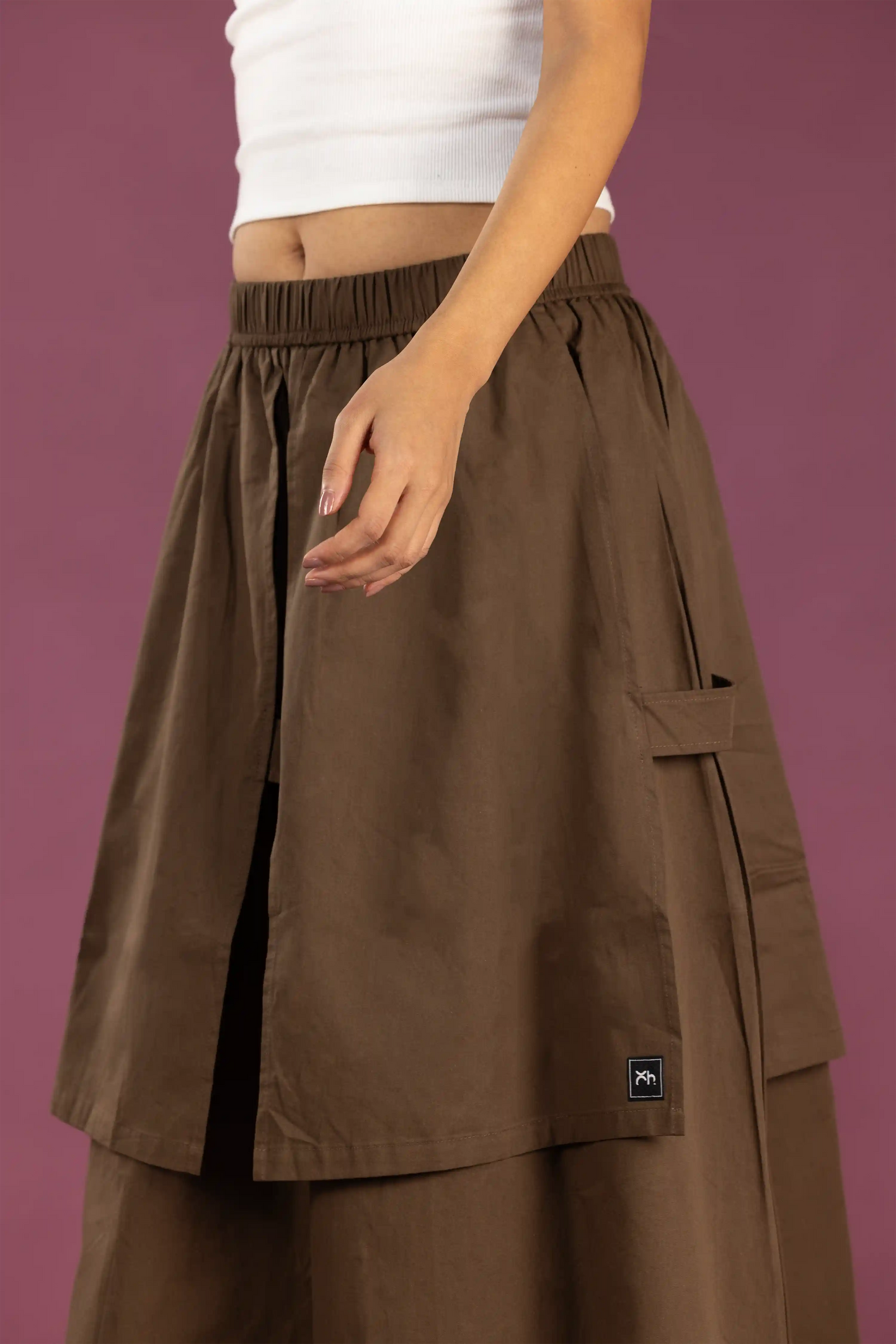 Layered Earth Cotton Midi Skirt