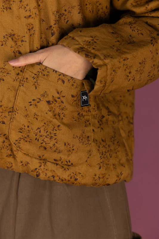 Meadow Spice Printed Linen Quilted Hoodie