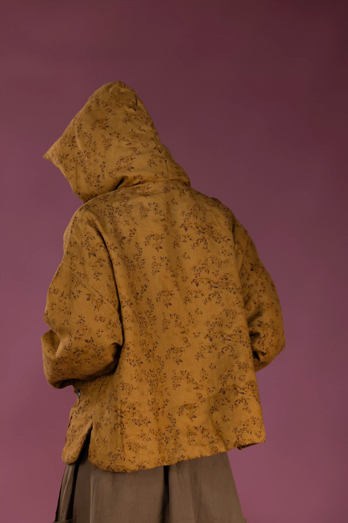 Meadow Spice Printed Linen Quilted Hoodie