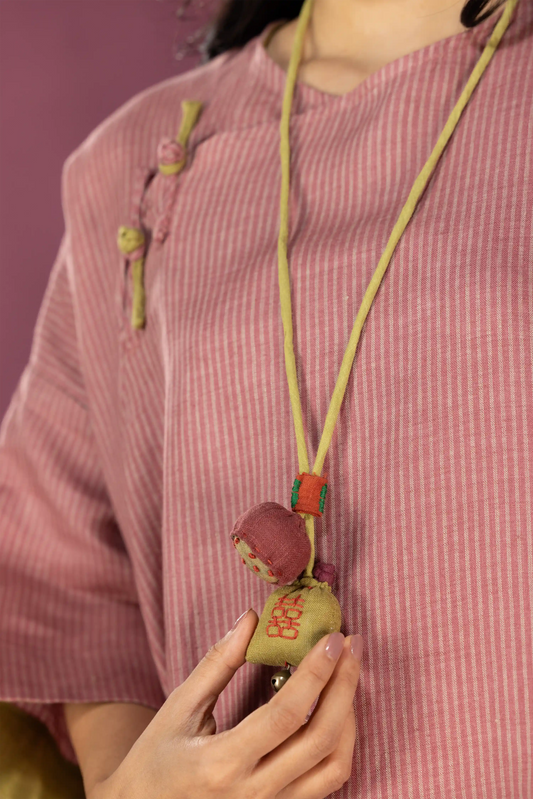 Handmade Linen Charm Necklace (Mugwort Green)