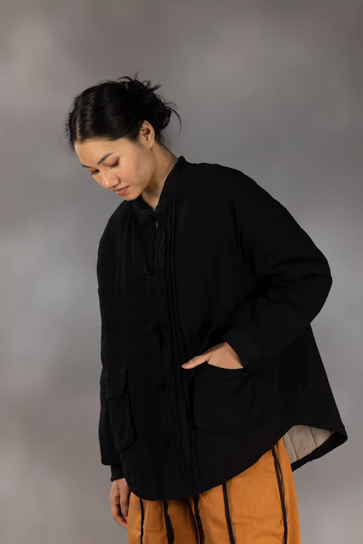 Wabi Quilted Frog-Button Jacket