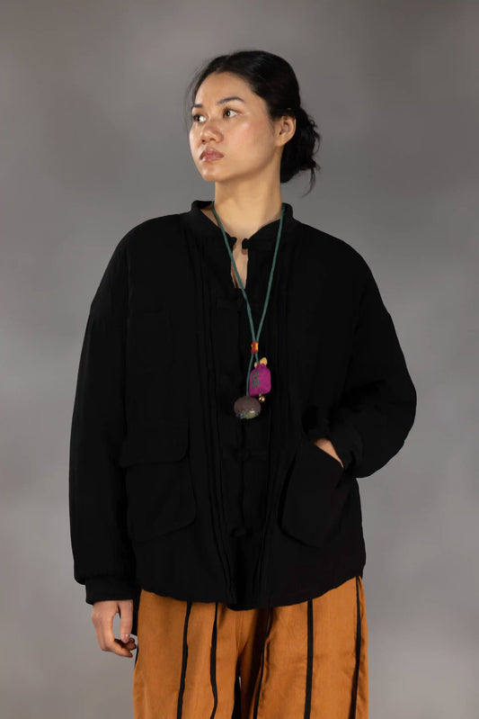 Wabi Quilted Frog-Button Jacket