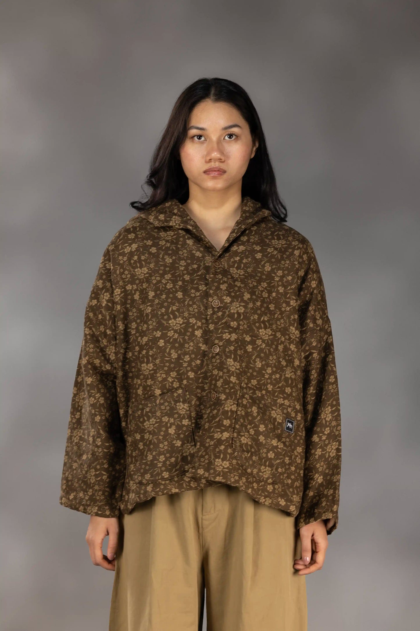 Floral Quilted Linen Hooded Jacket