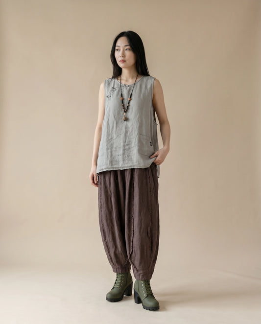 Stonewashed Linen Vest (Fog Grey)