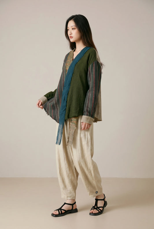 Patchwork Cotton-Linen Jacket