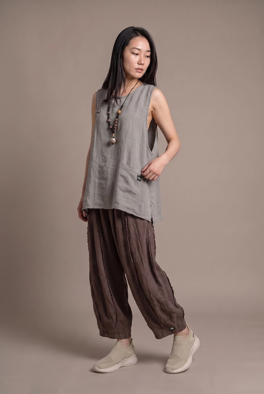 Stonewashed Linen Vest (Fog Grey)