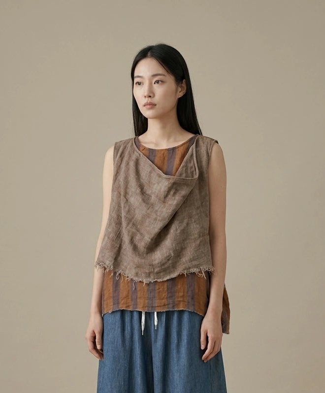 Earth Stripe Linen Top
