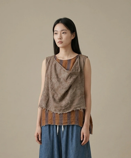 Earth Stripe Linen Top