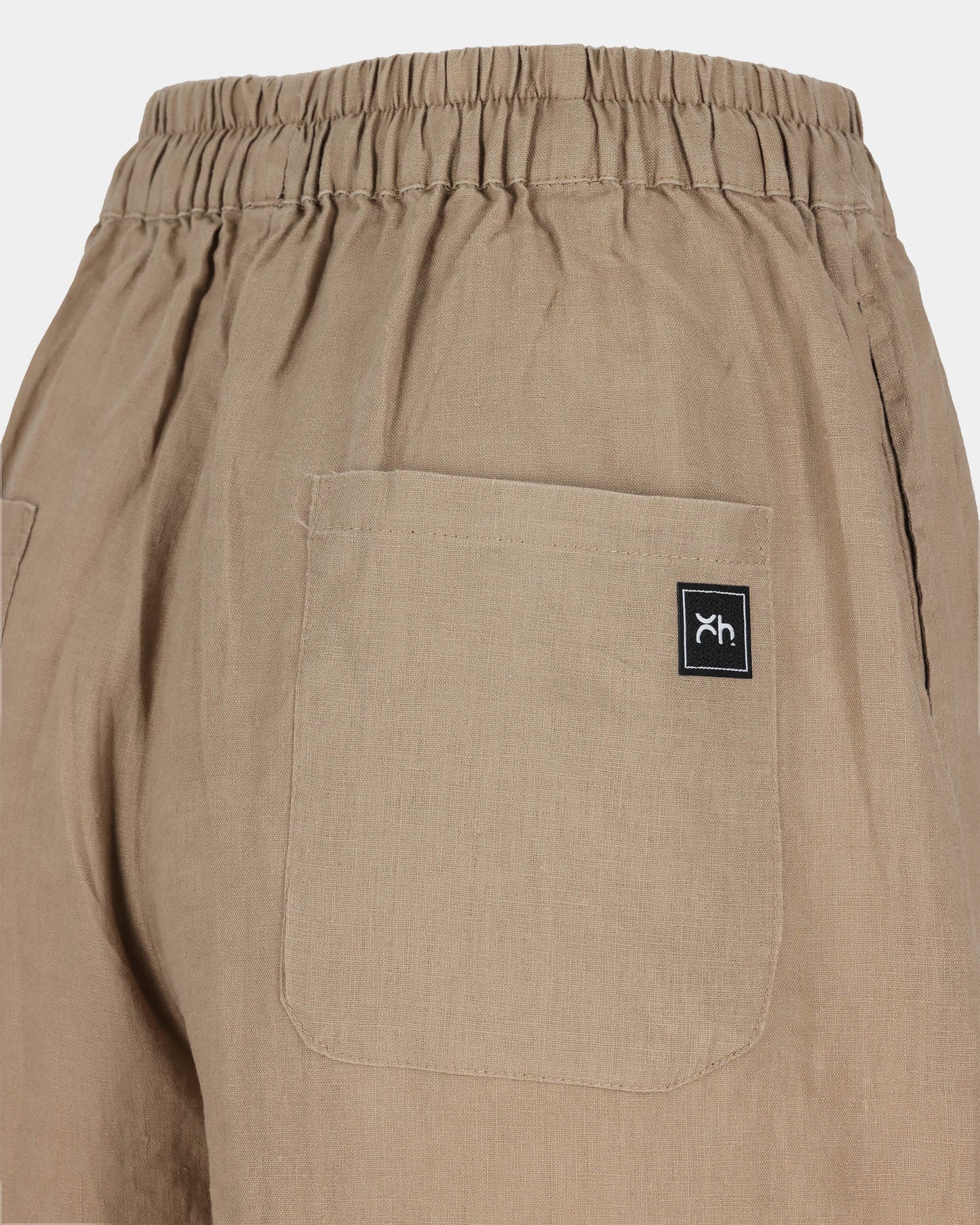 Sand Embroidered Hem Linen Trousers