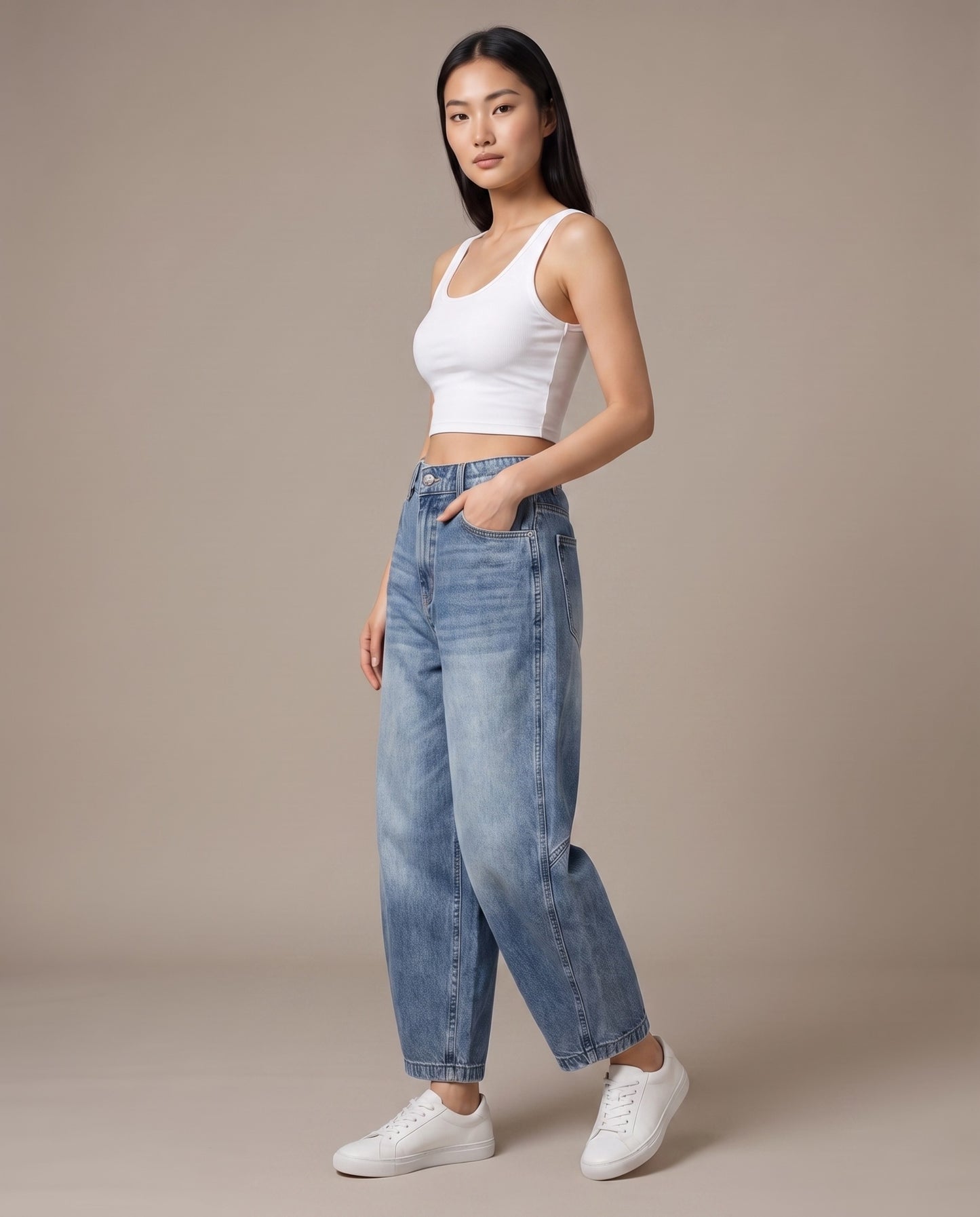 Denim Arc Trousers - Vintage Blue