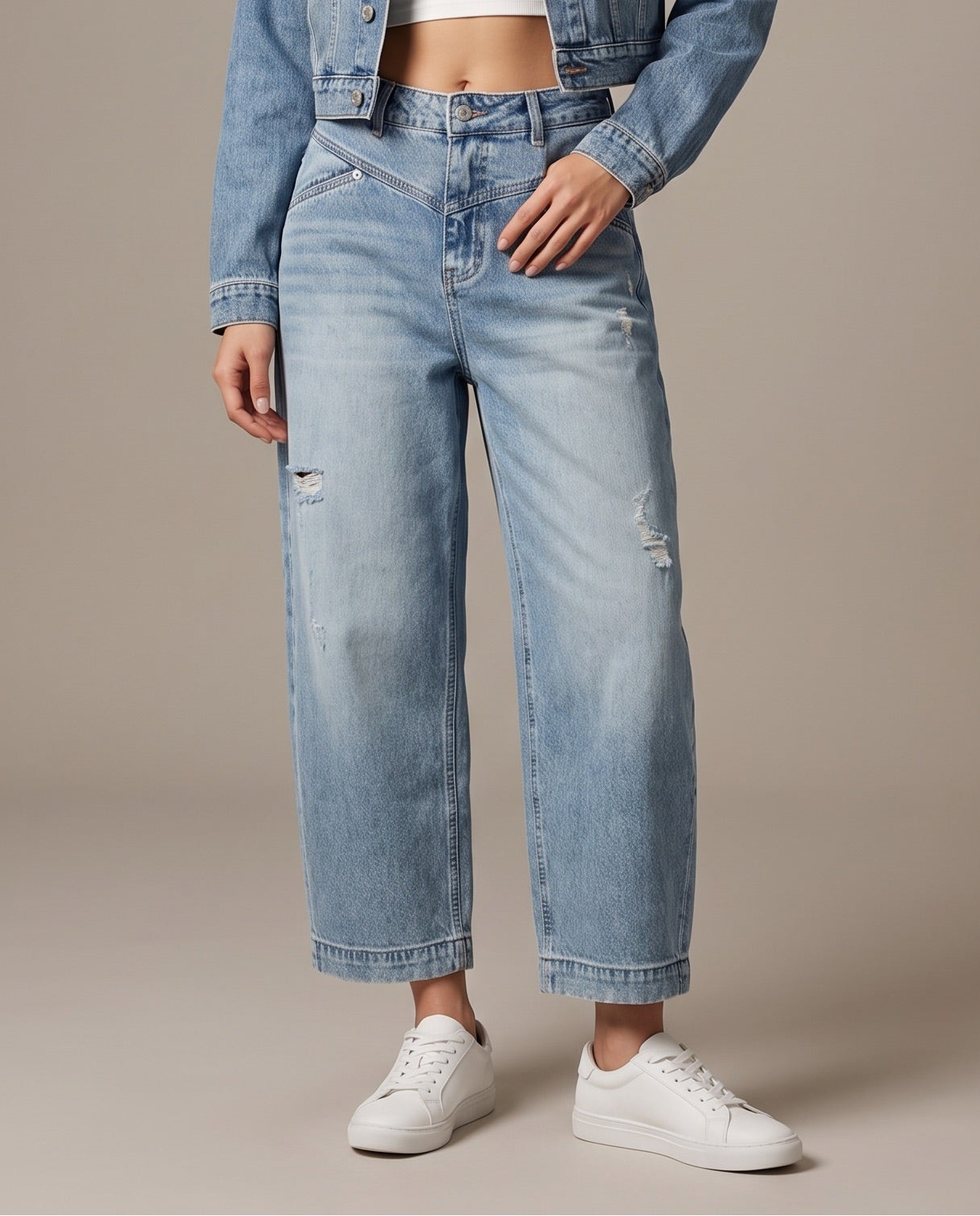 Vented Loose Denim – Vintage Wash