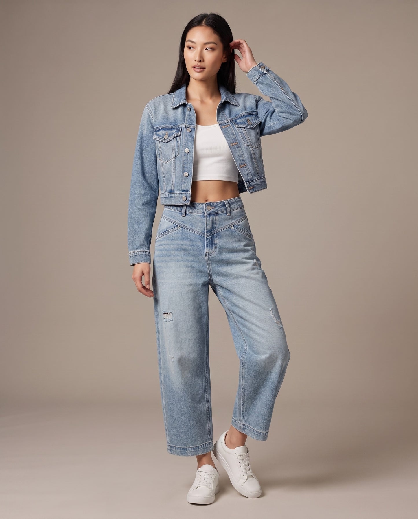 Vented Loose Denim – Vintage Wash