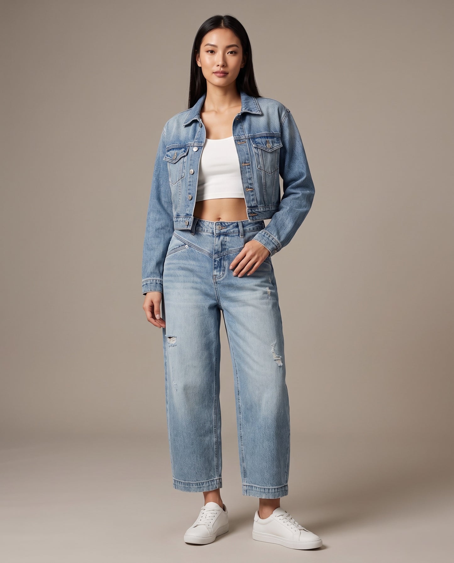 Vented Loose Denim – Vintage Wash