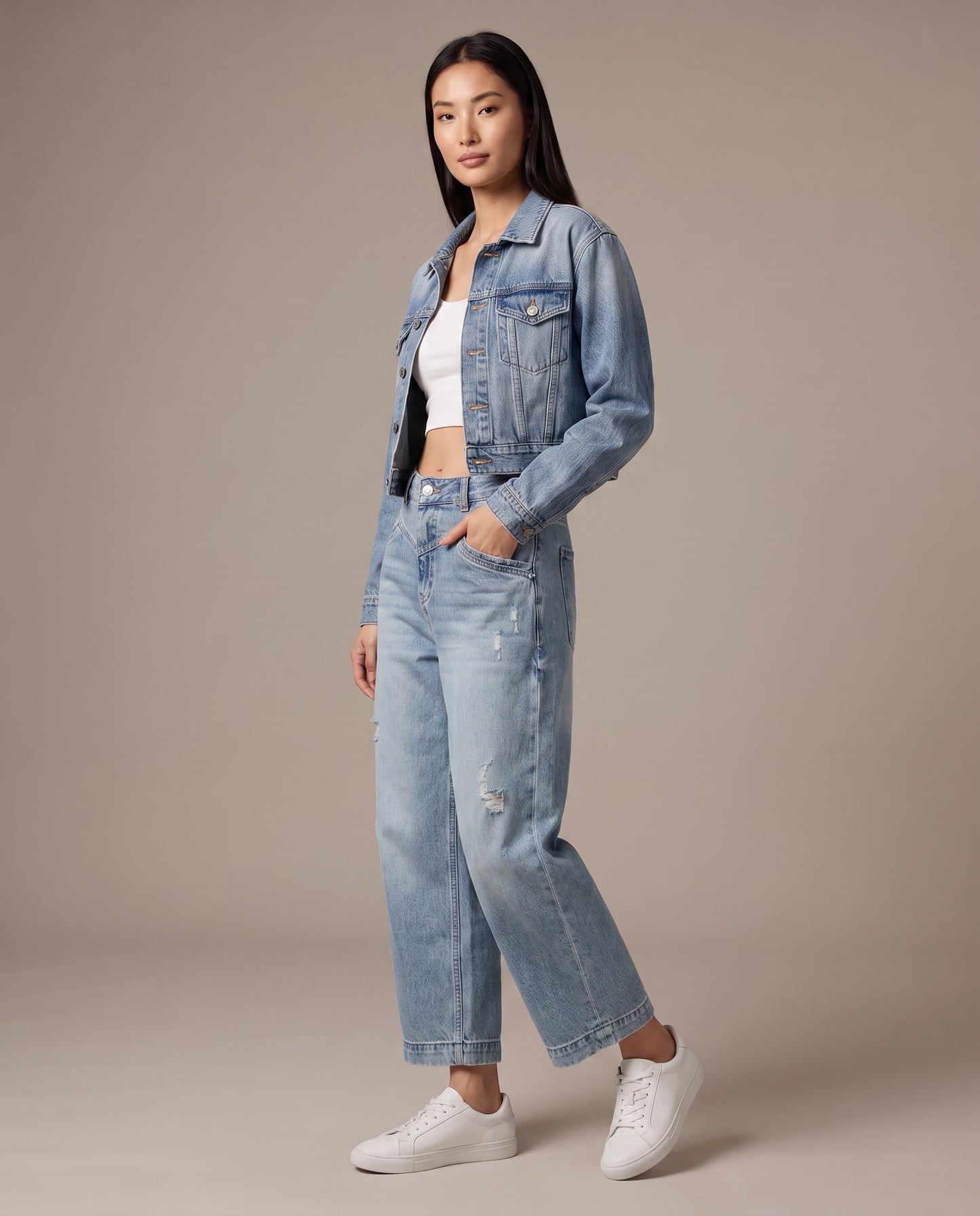 Vented Loose Denim – Vintage Wash