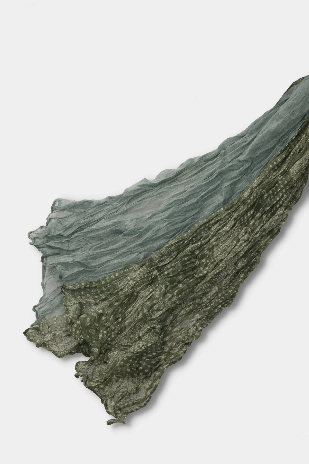 Sage Olive Paisley Crinkle Scarf