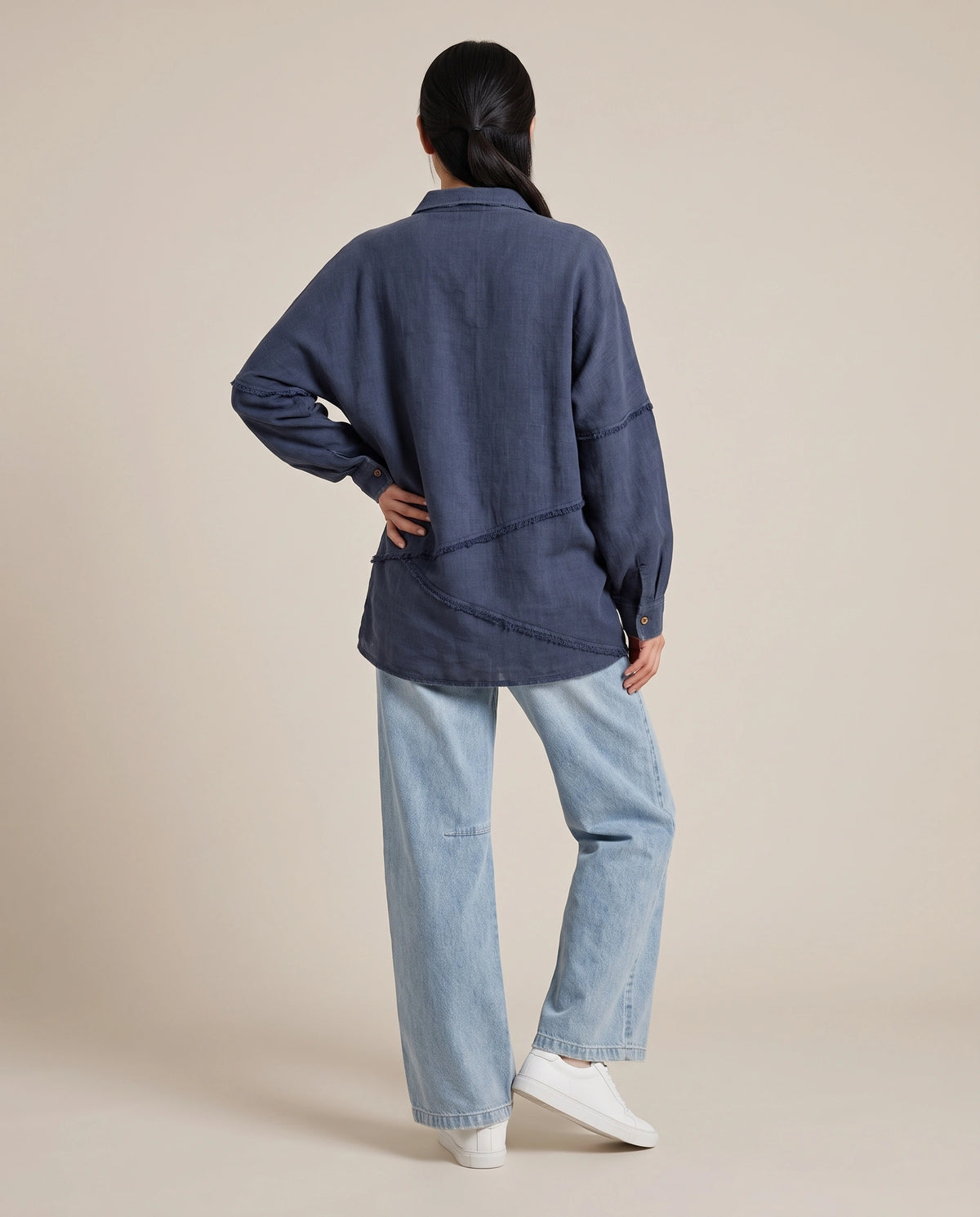 Sand-Fried Linen Overshirt - Blue