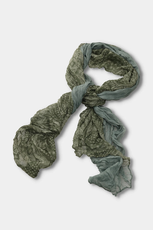Sage Olive Paisley Crinkle Scarf