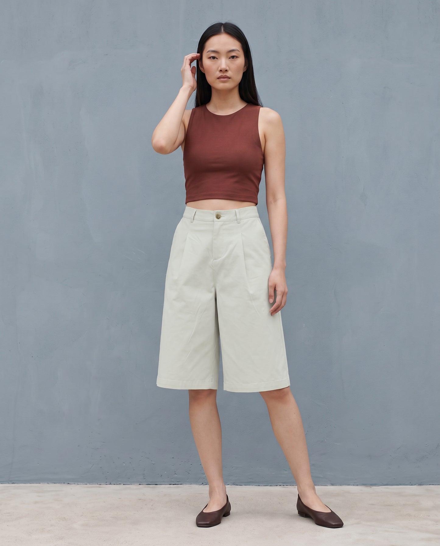 Tailored Wide Pleated Shorts