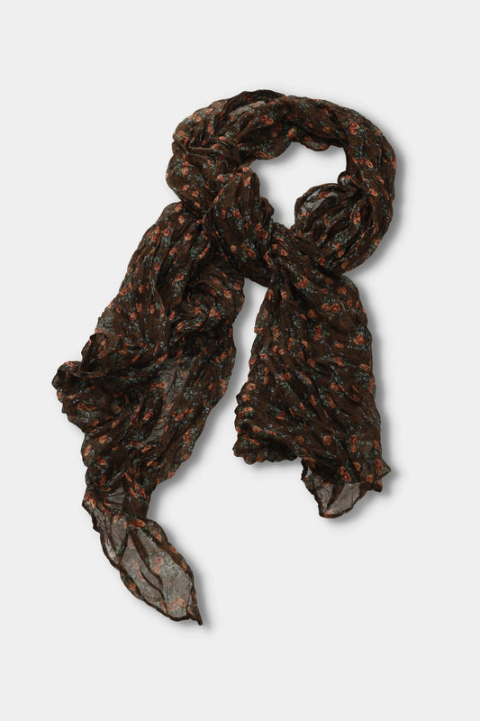 Espresso Bloom Crinkle Scarf