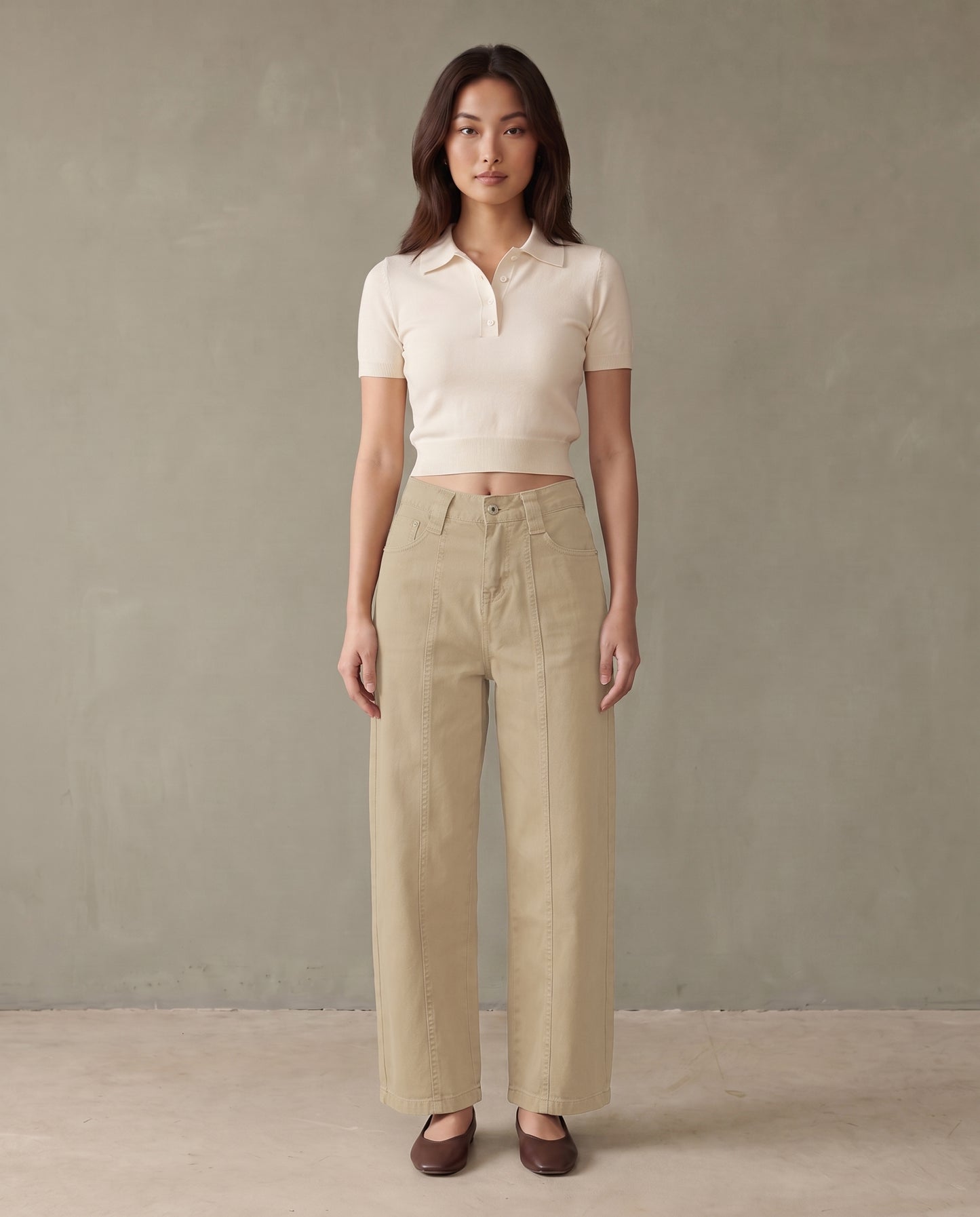 Wide-Leg Utility Pants - Milk Tea