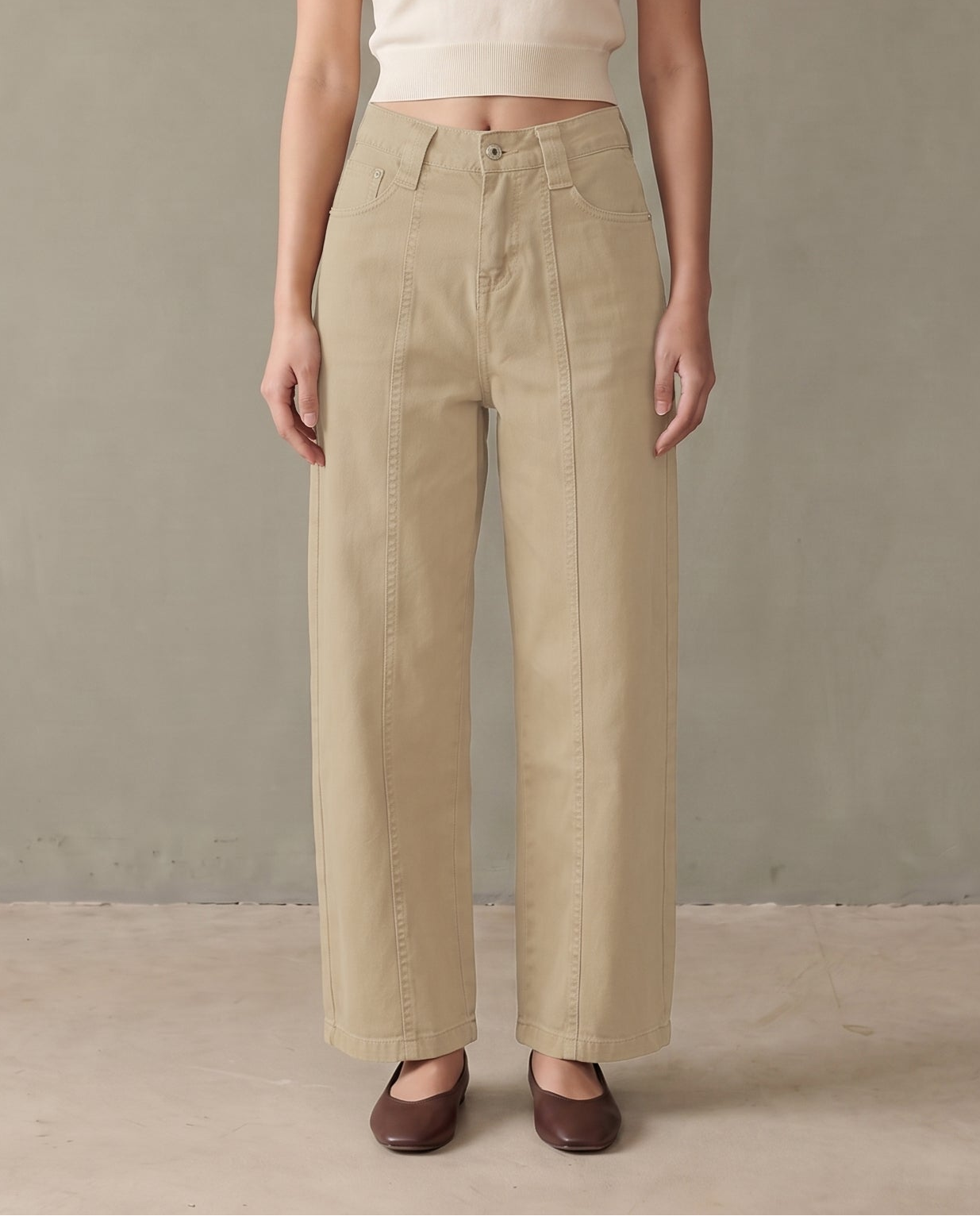 Wide-Leg Utility Pants - Milk Tea