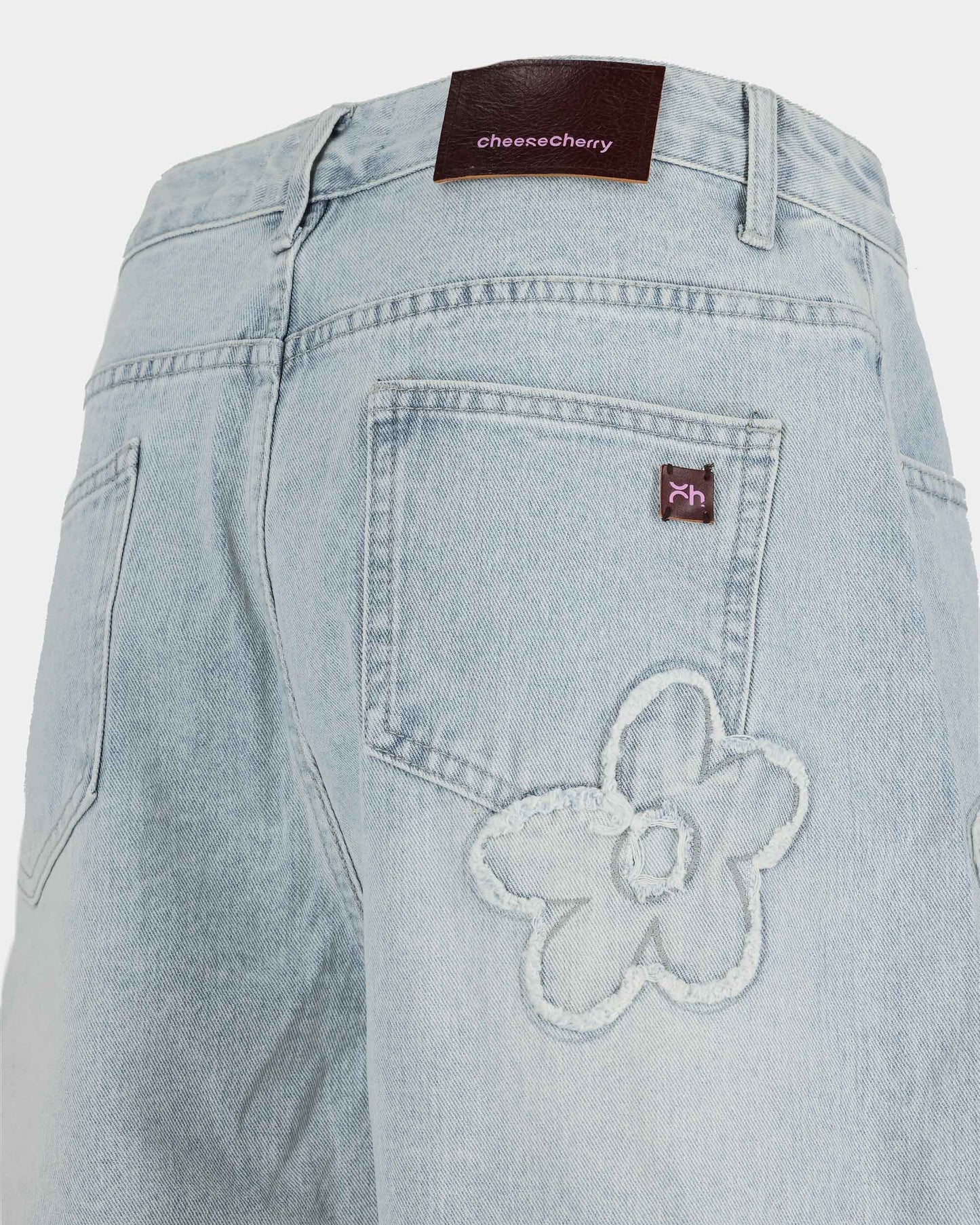 Flower Embroidered Denim Shorts