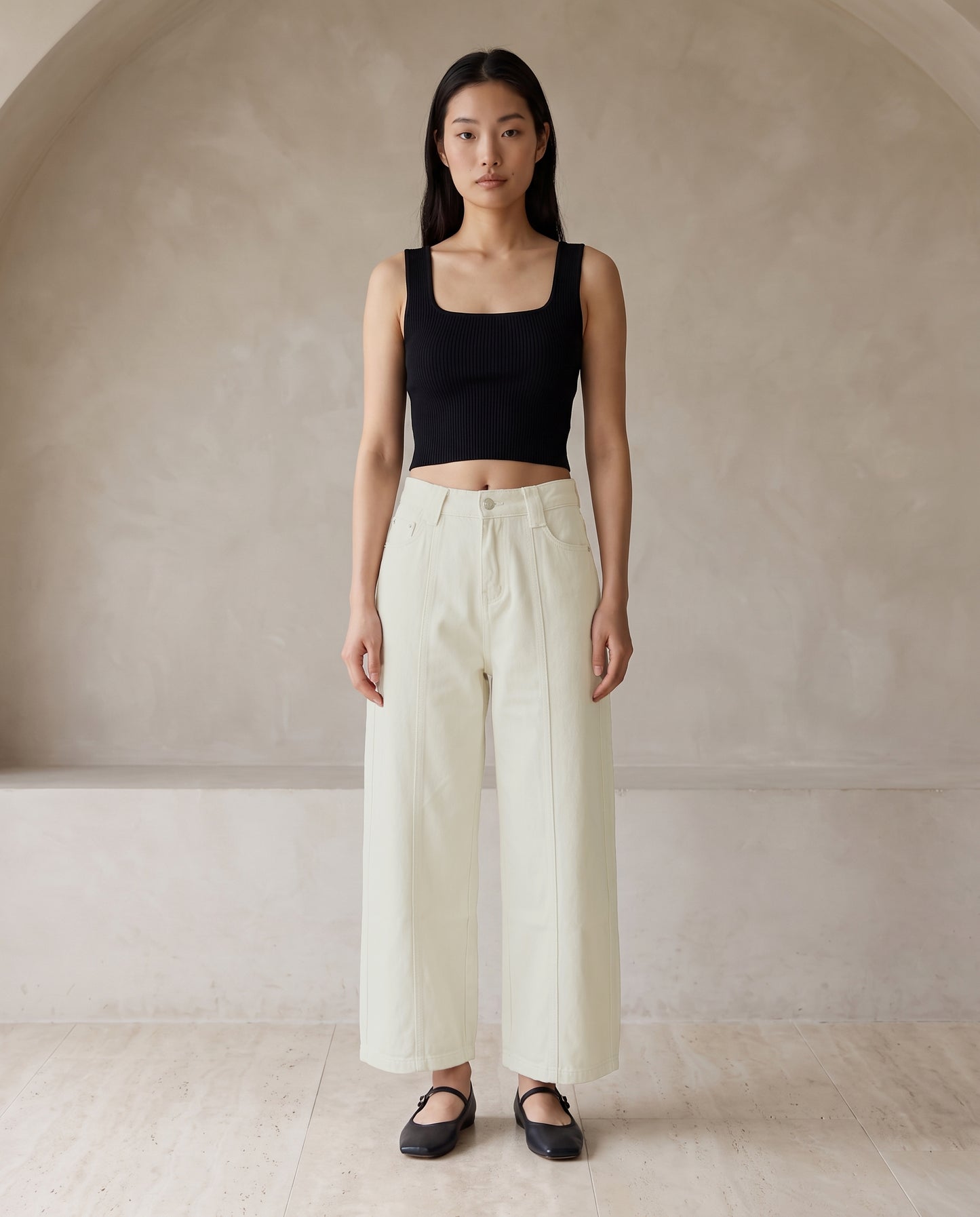 Wide-Leg Utility Pants - White