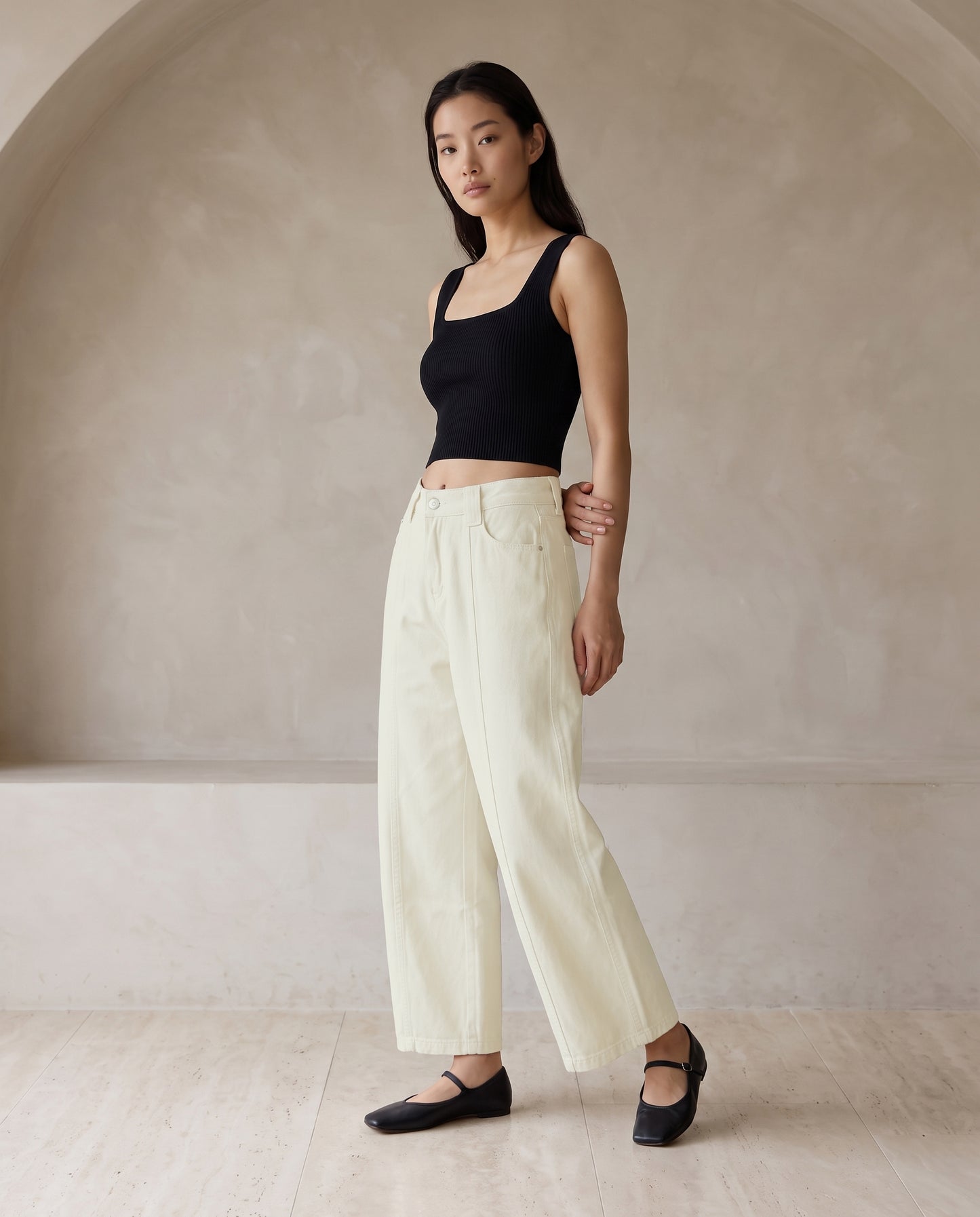 Wide-Leg Utility Pants - White