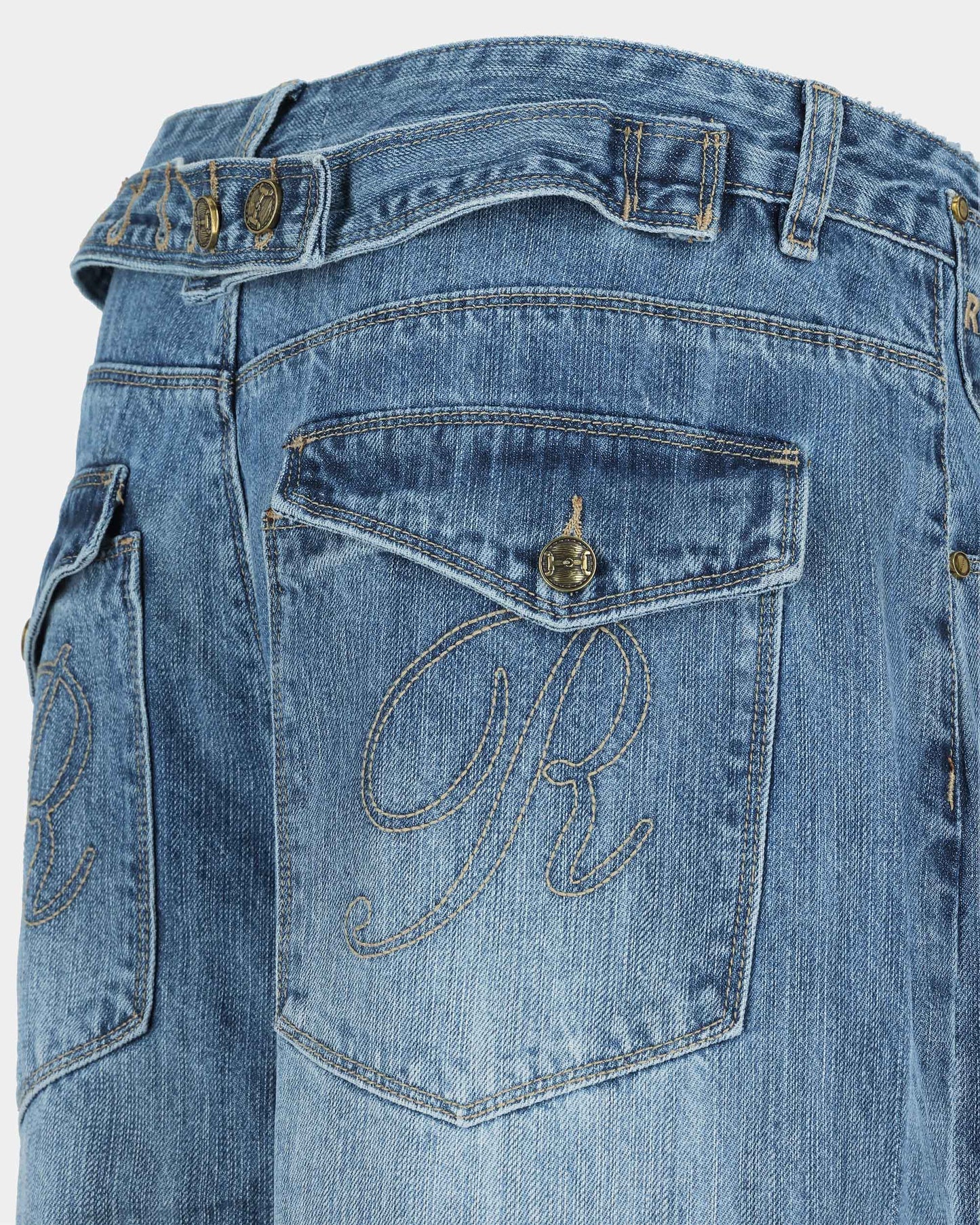 Retro Cinch Wide-Leg Jeans