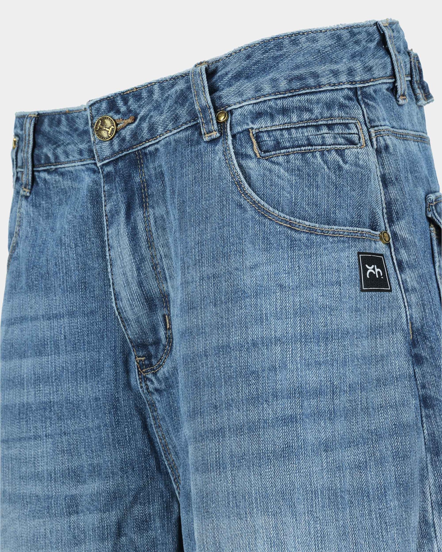 Retro Cinch Wide-Leg Jeans