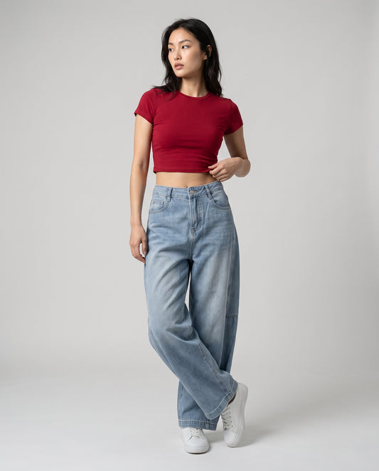 Barrel Fit Wide-Leg Jeans