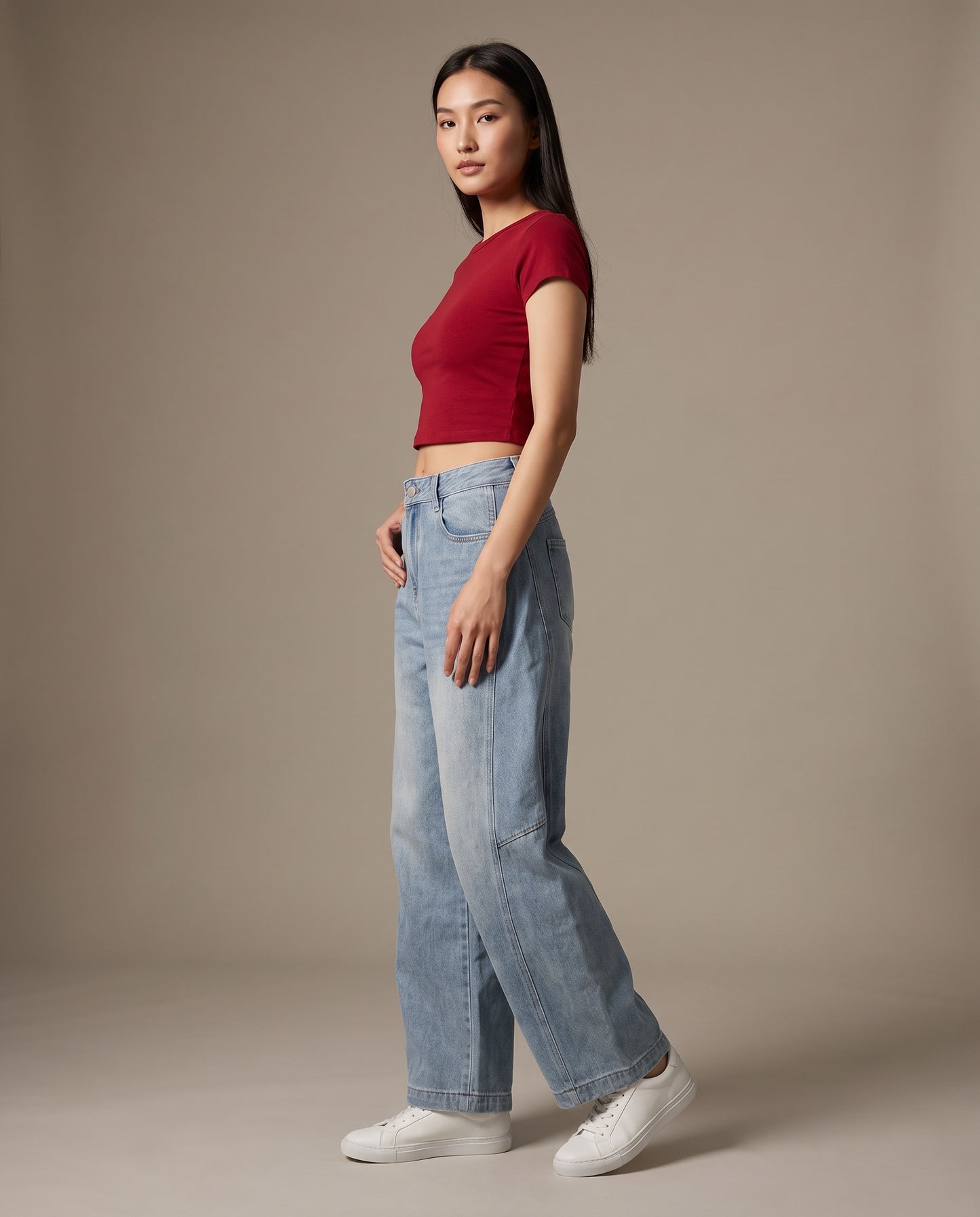 Barrel Fit Wide-Leg Jeans