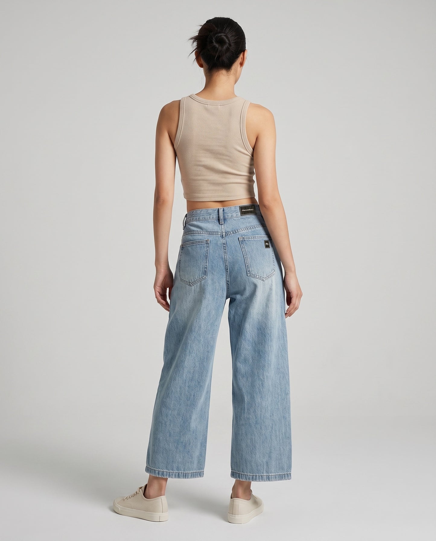 Retro Seamed Wide-Leg Jeans
